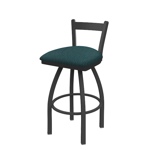 25" Low Back Swivel Counter Stool, Pewter Finish, Graph Tidal Seat